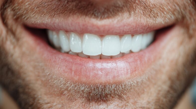 Close-up of a smiling man showing bright white teeth and a polished smile